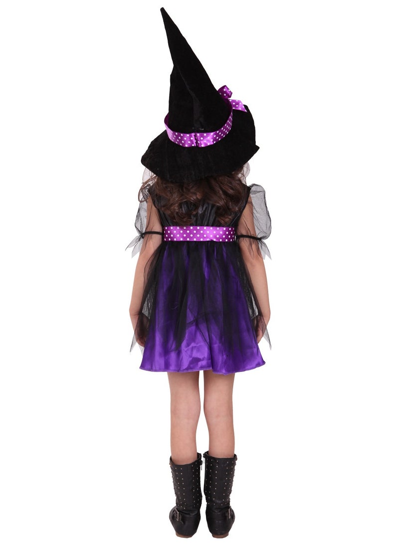 TAPIT Witch Girls Kids Child Holiday Party Role Play Dance Party Gown Costume Queen Princess Dress+Hat Halloween - Image 2