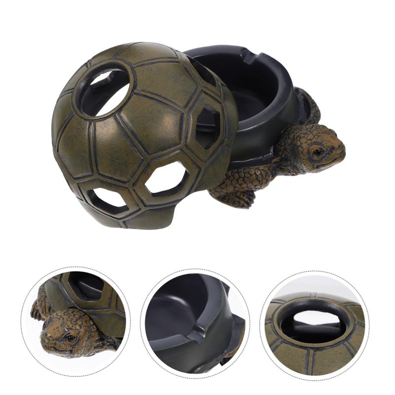 Resin Turtle Ashtray Retro Decorative Ash Container Unique Home Decor Statue - Image 3