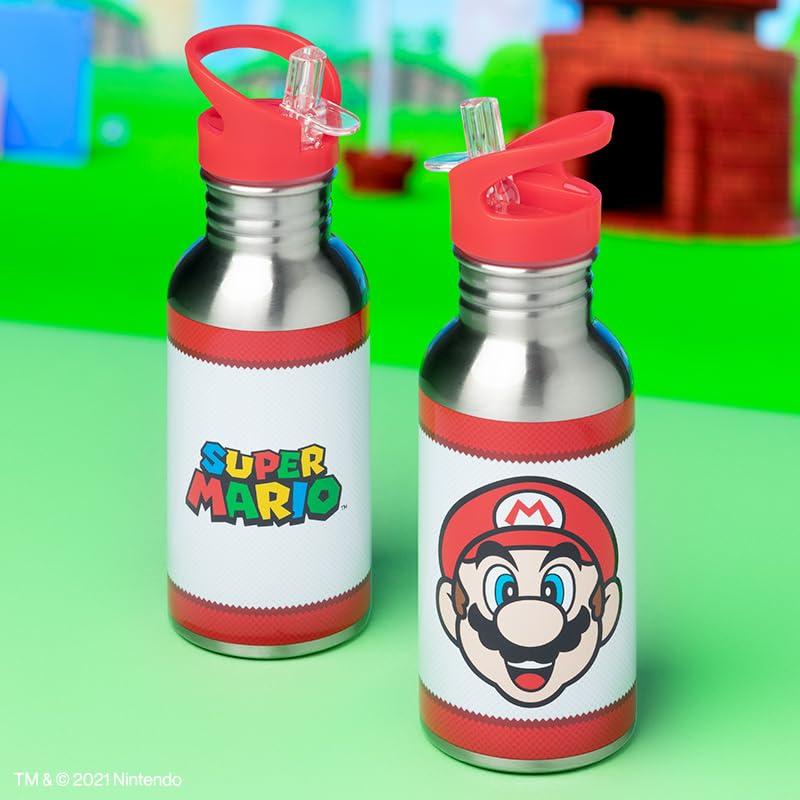 Paladone Super Mario Metal Water Bottle with Straw - Officially Licensed Merchandise - Image 3