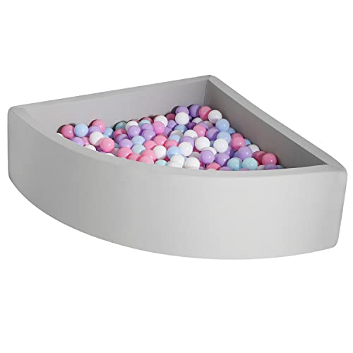 TRENDBOX Ball Pit Kids Ball Pit Memory Foam Ball Pit FanShape Ball Pits for Toddlers Kids Ball Pit Balls NOT Included Light Gray - Image 1