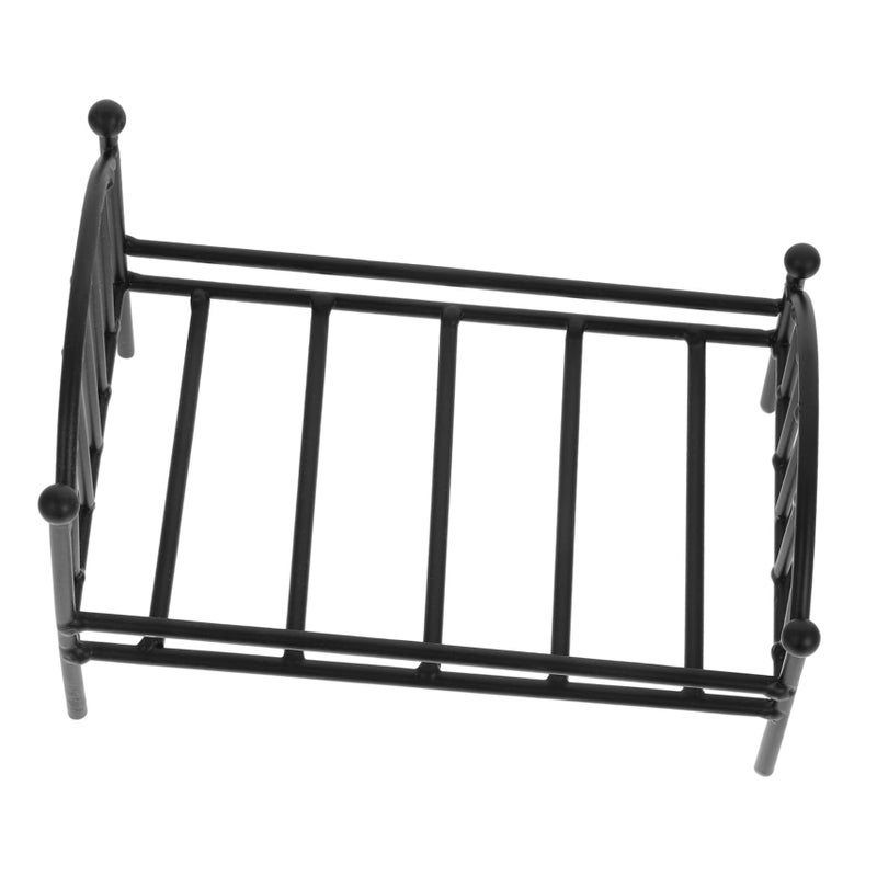GARVALON Miniature Metal Dollhouse Bed Frame Iron Bedroom Furniture Accessory - Image 2