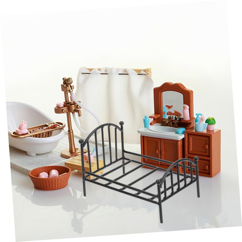GARVALON Miniature Metal Dollhouse Bed Frame Iron Bedroom Furniture Accessory - Image 5