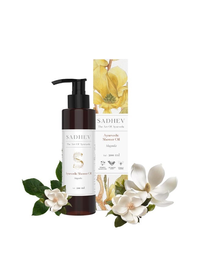 Sadhev Ayurvedic Shower Oil With Goodness Of Magnolia For Hydration And Moistrization 200 ml - Image 1