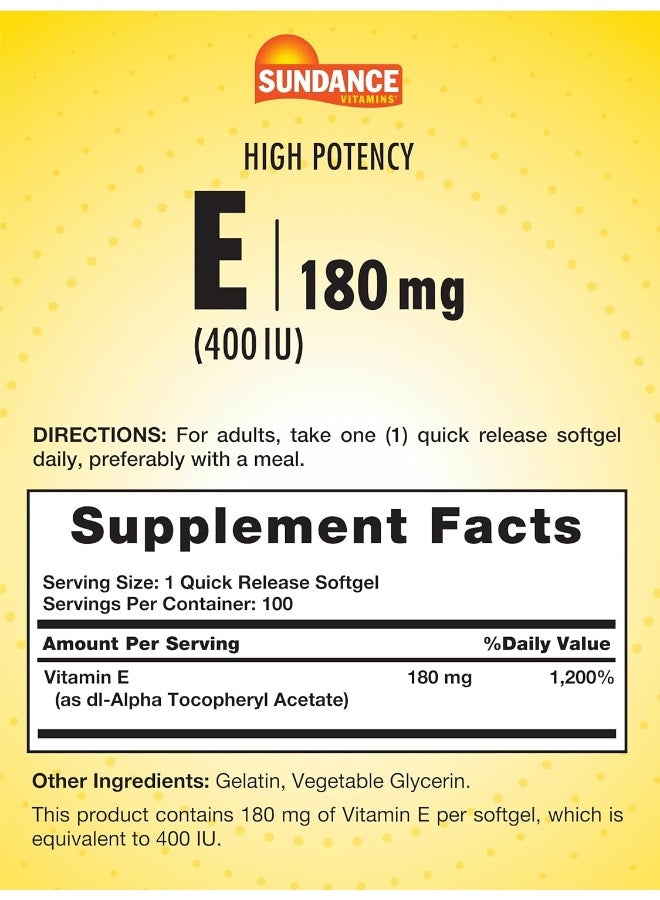 Sundance Vitamin E Softgels 180mg for Adults - Image 2