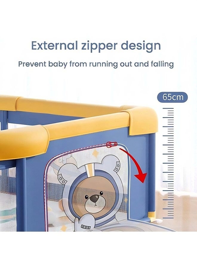 Vixplorn Baby playpen, cute and adorable playpen suitable for infants and toddlers, 150*180 cm, indoor and outdoor baby playpen, breathable mesh playpen, fall-proof playpen, safety playpen suitable for toddlers. - Image 3