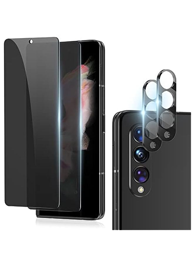 HuHa - [2+2 Pack] Upgrade for Samsung Galaxy Z Fold 3 5G Privacy Screen Protector and Camera Lens Protector [Anti Spy] [Tempered Glass Protector] Anti Scratch, Bubble Free - Image 1