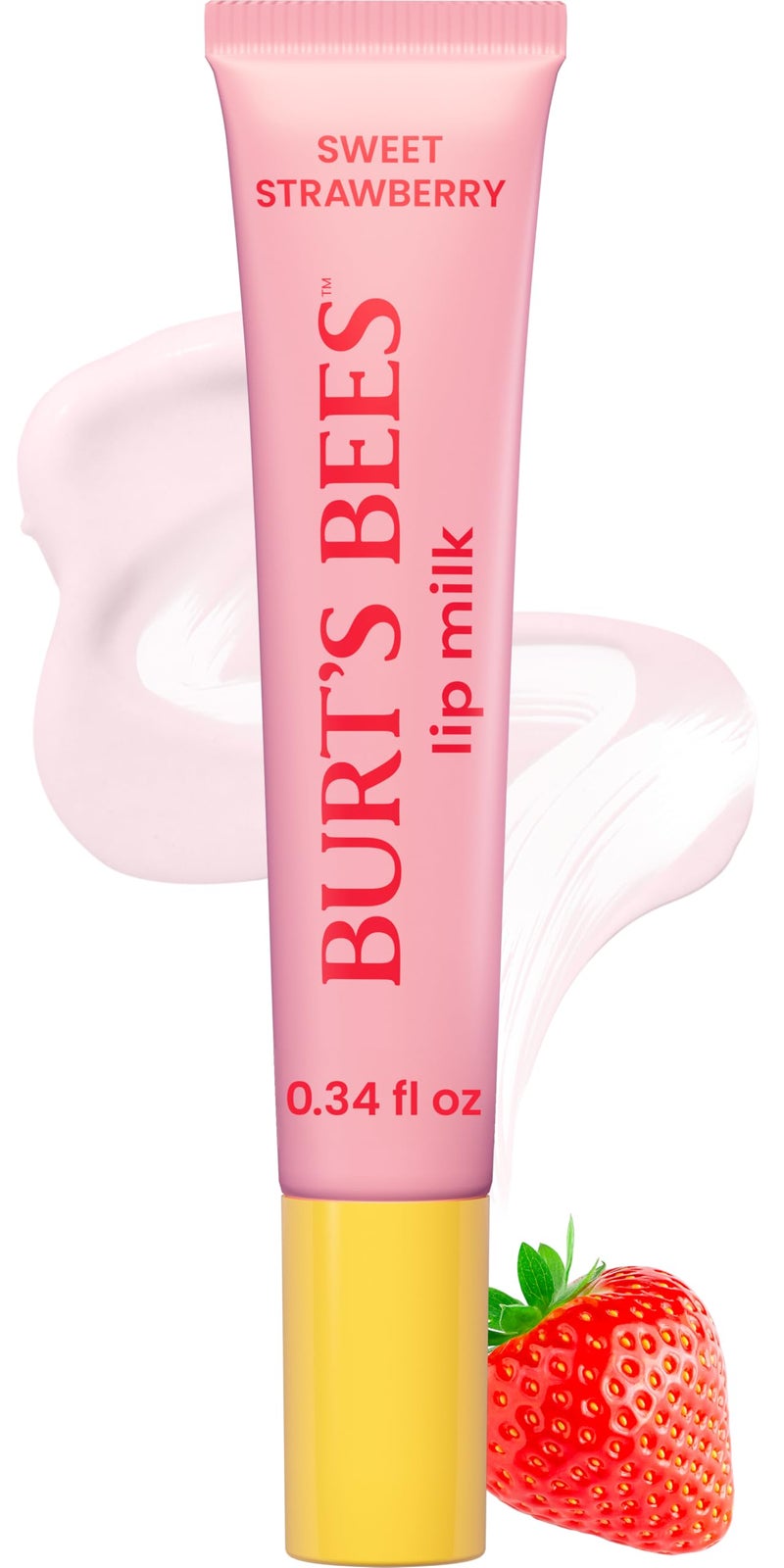 Burt's Bees Burtâ€™s Bees Lip Milk, Daily Lip Moisturizer, Sweet Strawberry, Vitamin Enriched Moisturizing Lip Balm with Almond Milk and Jojoba Oil, Hydrating for Softer Lips, 1 Tube, 0.34 Fl Oz - Image 1