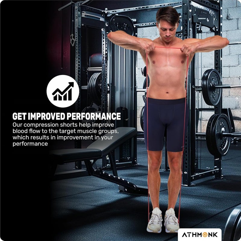 Athmonk 4-Way Lycra Compression Shorts for Men | Tight Skin Fit, Non Padded | Cycling Running Workout Gym Cricket Football Sports | Tummy Tuck Recovery Muscle Support | Quick Dry Anti-Chafe - Image 3