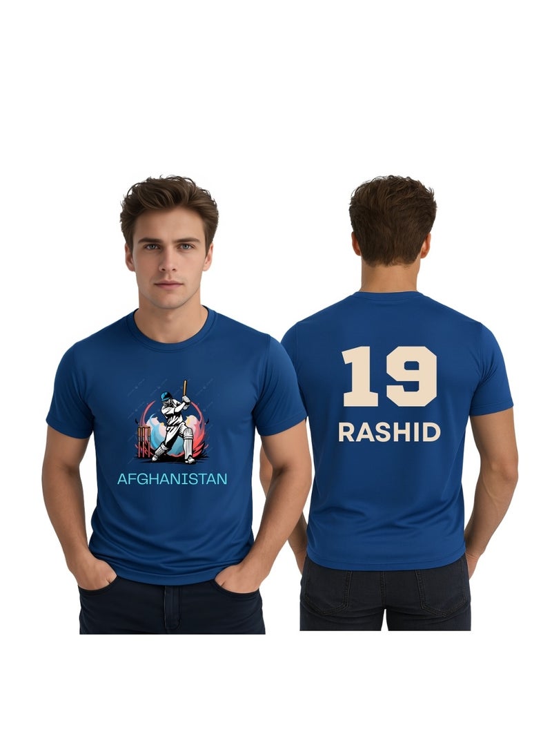 PRINTSHOP4ME Afghanistan Cricket Player Name Dry Fit T-Shirt For Men | Lightweight Half Sleeve Round Neck Jersey | Ideal For Sports,Training & Casual Wear - Image 1