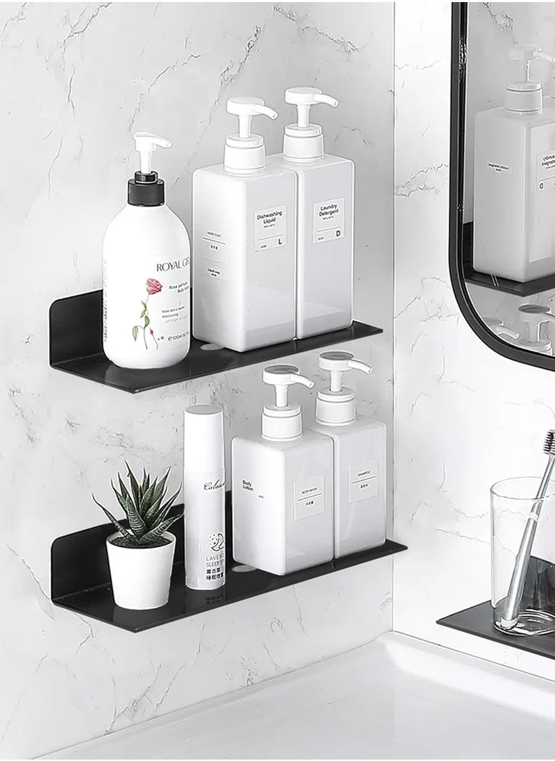 TPGP Set of 4 Wall Shelves No Drilling Black 23 cm Shelf No Drilling Acrylic Bathroom Shelf Floating Shelf with Cable Hole Wall Boards Shelf Floating Shelf for Gluing for Bathroom Office Living Room  - Image 4