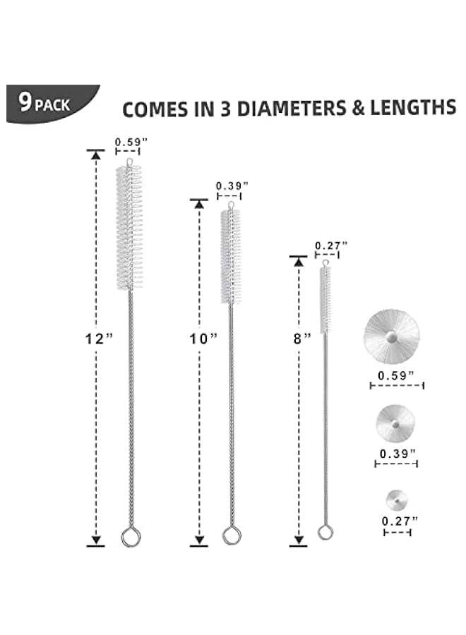 9-Piece Straw Cleaner Brush Kit for Stanley - (3-Size) Extra Long Pipe Cleaners, Straw Cleaning Brush for Tumbler, Sippy Cup, Bottle and Tube - Image 3
