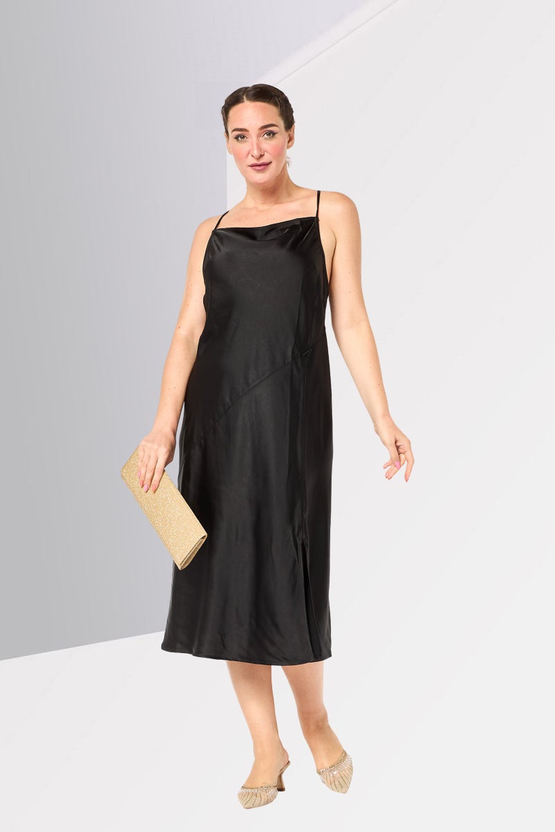 G-Star RAW فستان ماكسي مزخرف للنساء، أسود - Image 2