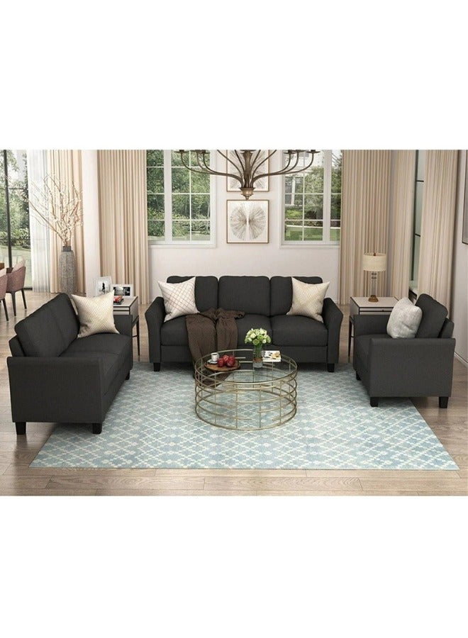كستم ديكو طقم أريكة غرفة المعيشة من مزيج البوليستر، مكون من 3 قطع - أريكة مبطنة خصيصًا لغرفة المعيشة، بتصميم أنيق وراحة فائقة - Image 1