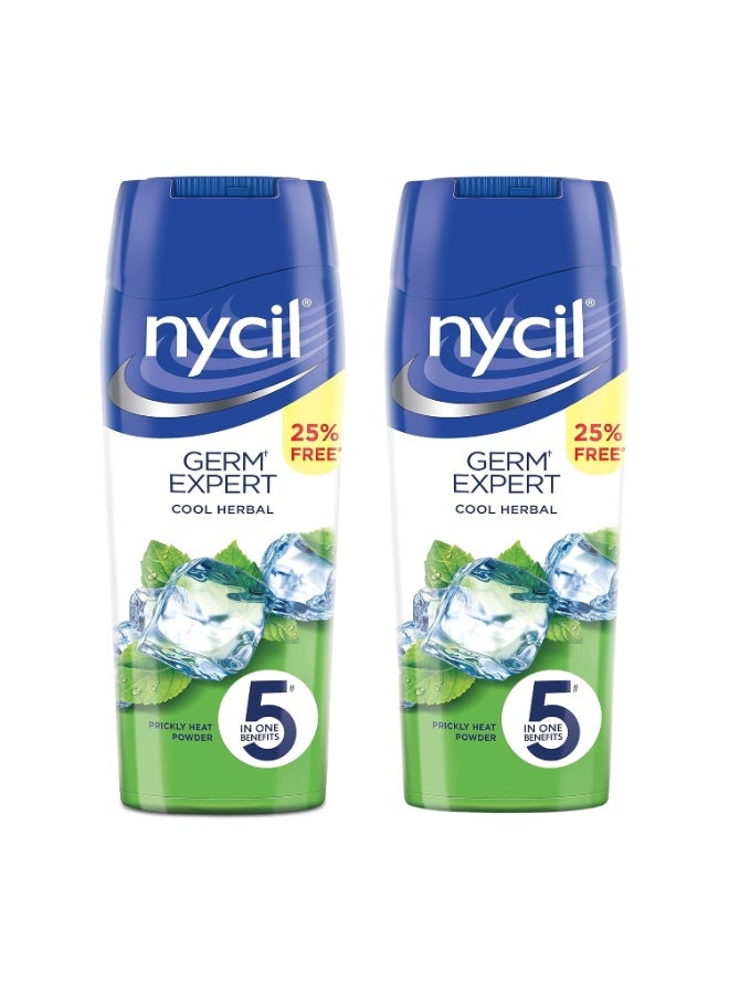 Nycil Germ Expert (Cool Herbal) Cooling Talcum Powder 150g X 2Pcs - Image 1