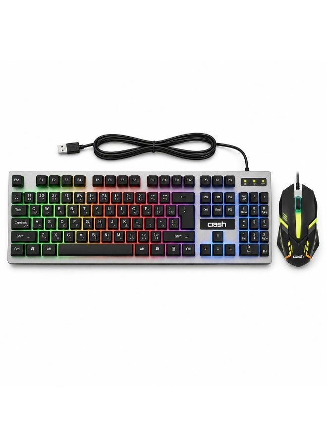 Krash X90 Crash Wired Gaming Keyboard and Mouse Combo With RGB Backlight and 1000 DPI Illuminated Mouse - Image 1