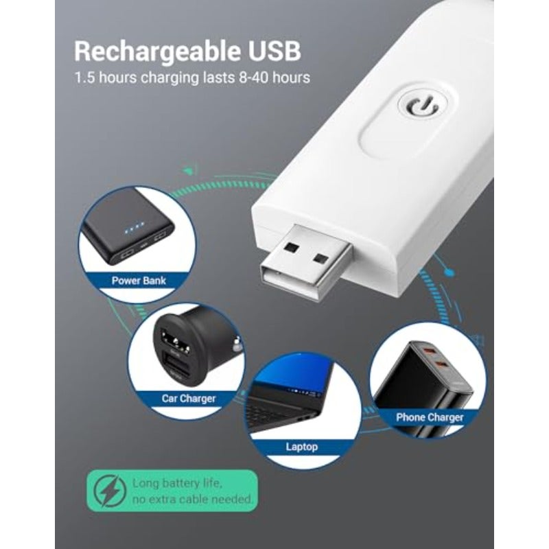 مصباح قراءة الكتاب مع مشبك، قابل لإعادة الشحن عبر USB، مصباح قراءة للسرير، حماية العين، مصباح LED للكتب، لمحبي القراءة، بنظامي إضاءة ساطعين، لونه أبيض - Image 3