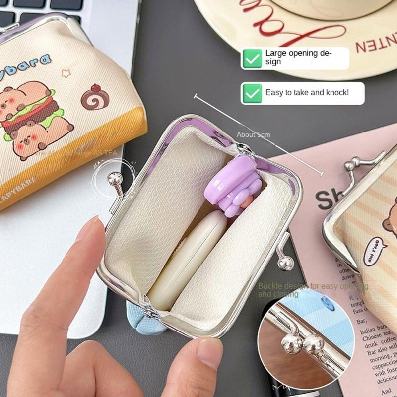 Capybara Cartoon Coin Purse Mini Wallet for Women and Kids - Cute Clutch Money Bag