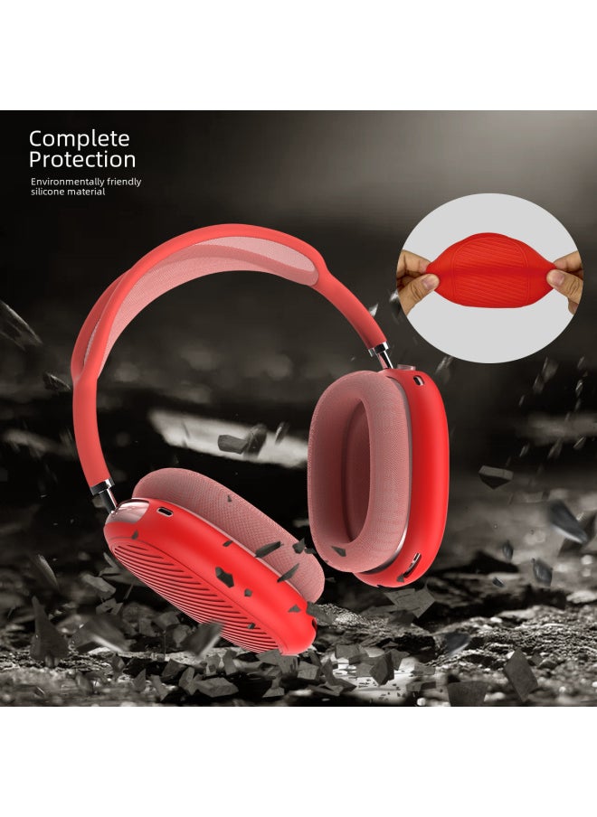 Generic - Suitable For AirPods Max Headset Silicone Case For Apple Headset Bluetooth Headset Anti-scratch Protective Case In Stock-Color:T2 Red Pair-Applicable Model:AirPods Max - Image 1