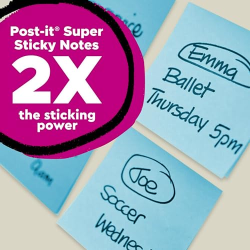 Post It Post-it 100% Recycled Paper Super Sticky Notes, 2X The Sticking Power, 3x3 in, 5 Pads, 70 Sheets/Pad, Oasis Collection (654R-5SST) - Image 3