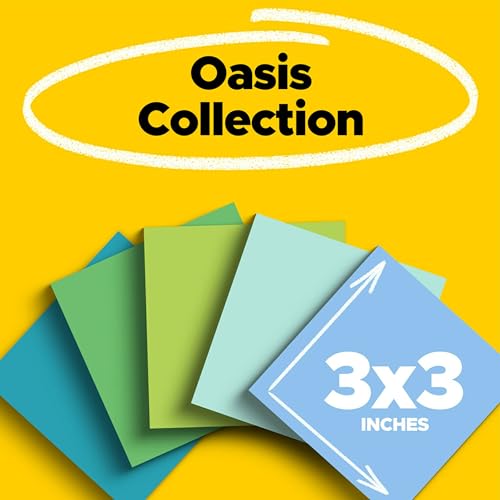 Post It Post-it 100% Recycled Paper Super Sticky Notes, 2X The Sticking Power, 3x3 in, 5 Pads, 70 Sheets/Pad, Oasis Collection (654R-5SST) - Image 2