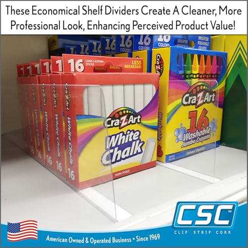 Clip Strip 50 Pack Shelf Dividers, 3" H x 13-9/16" L Shelf Organizers, Crystal Clear PVC, Ideal for Product Display and Organization - Image 4