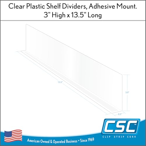 Clip Strip 50 Pack Shelf Dividers, 3" H x 13-9/16" L Shelf Organizers, Crystal Clear PVC, Ideal for Product Display and Organization - Image 2
