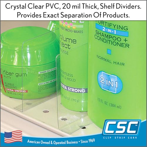 Clip Strip 50 Pack Shelf Dividers, 3" H x 13-9/16" L Shelf Organizers, Crystal Clear PVC, Ideal for Product Display and Organization - Image 3