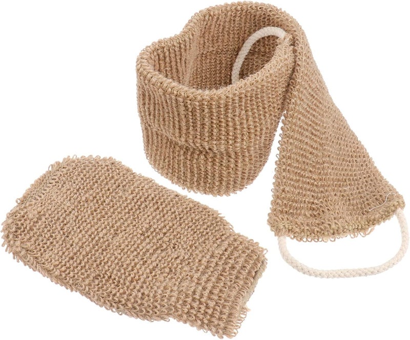 cheekyglo Travel Towel Washer Mitt Invigorate Gloves, Dead Glove Exfoliating Skin Shower Remover Scrubbers and Bath Sponge Back Handle Loofah Home Use Light Bathroom Gentle in Brown Remove - Image 1