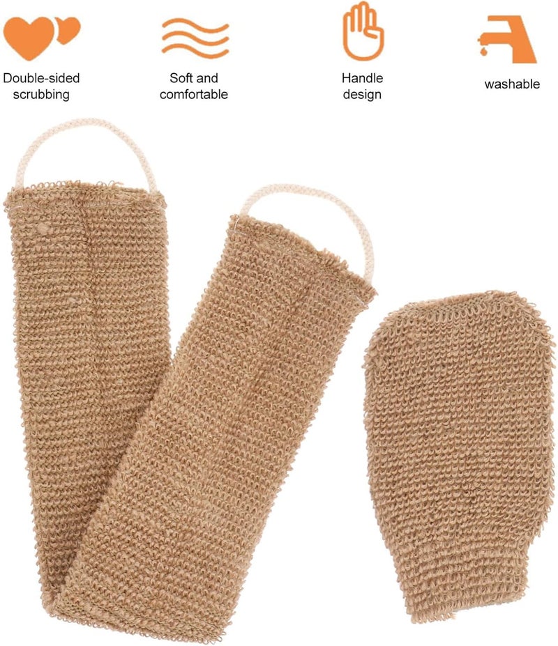 cheekyglo Travel Towel Washer Mitt Invigorate Gloves, Dead Glove Exfoliating Skin Shower Remover Scrubbers and Bath Sponge Back Handle Loofah Home Use Light Bathroom Gentle in Brown Remove - Image 3