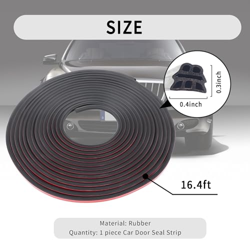 Junecarp 16.4Ft Automotive Weather Stripping,Upgrade Soundproofing Car Door Seal Strip with 3 Layer Structure,Universal Car Accessories Rubber Driver Door Seal for Car Door/Hood (16.4Ft) - Image 2