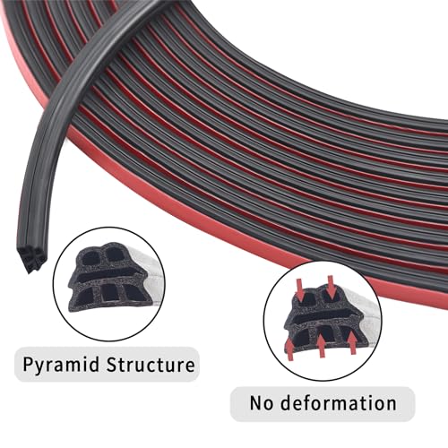 Junecarp 16.4Ft Automotive Weather Stripping,Upgrade Soundproofing Car Door Seal Strip with 3 Layer Structure,Universal Car Accessories Rubber Driver Door Seal for Car Door/Hood (16.4Ft) - Image 3