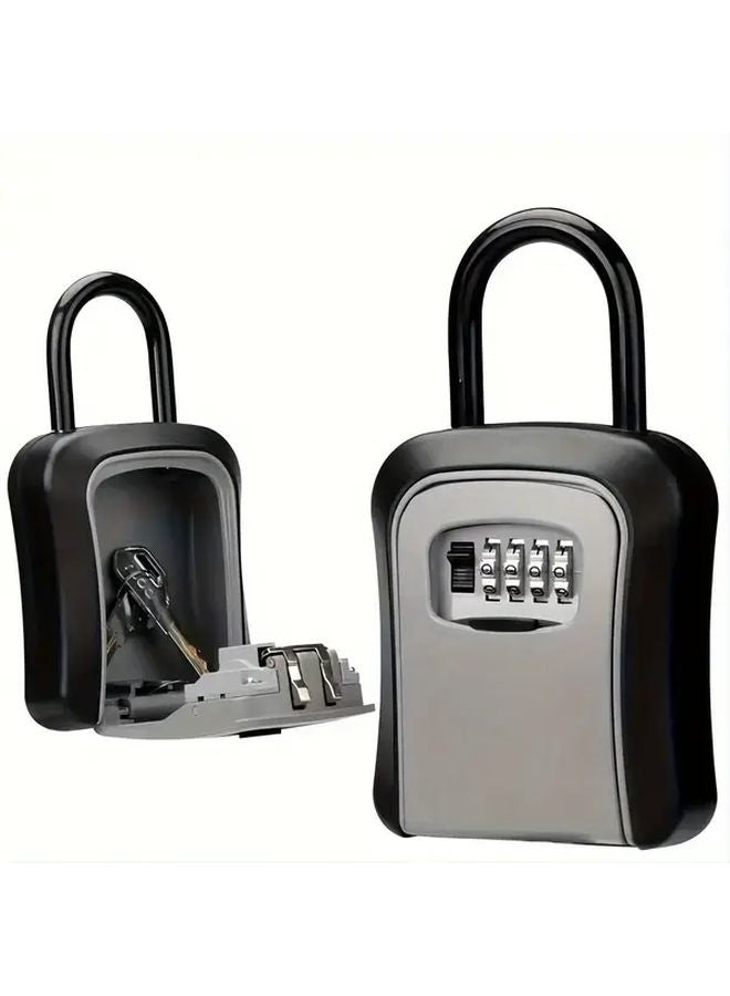 Gray Heavy Duty Key Lock Box 4 Digit Combination Weatherproof Outdoor Safe Portable - Image 2