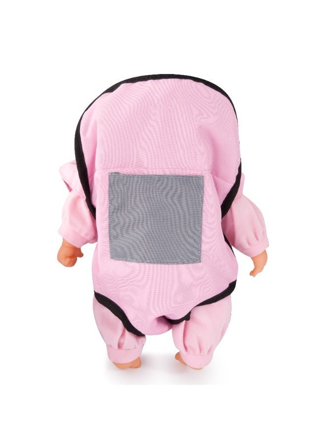 Bayer Design 93300AF My First Baby 13 inch Baby Doll, Set with Toddler, Dolls Carrier and Bottle, Interactive with Sounds, pink with mouse design - Image 2