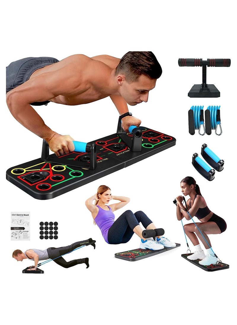 Rock Pow - Push Up Board with Sit up Stand. Multi-Functional Push Up Bar with Resistance Bands, Portable Home Gym, Strength Training Equipment, Push Up Handles for Perfect Push up, Home Fitness for Men and Women - Image 1
