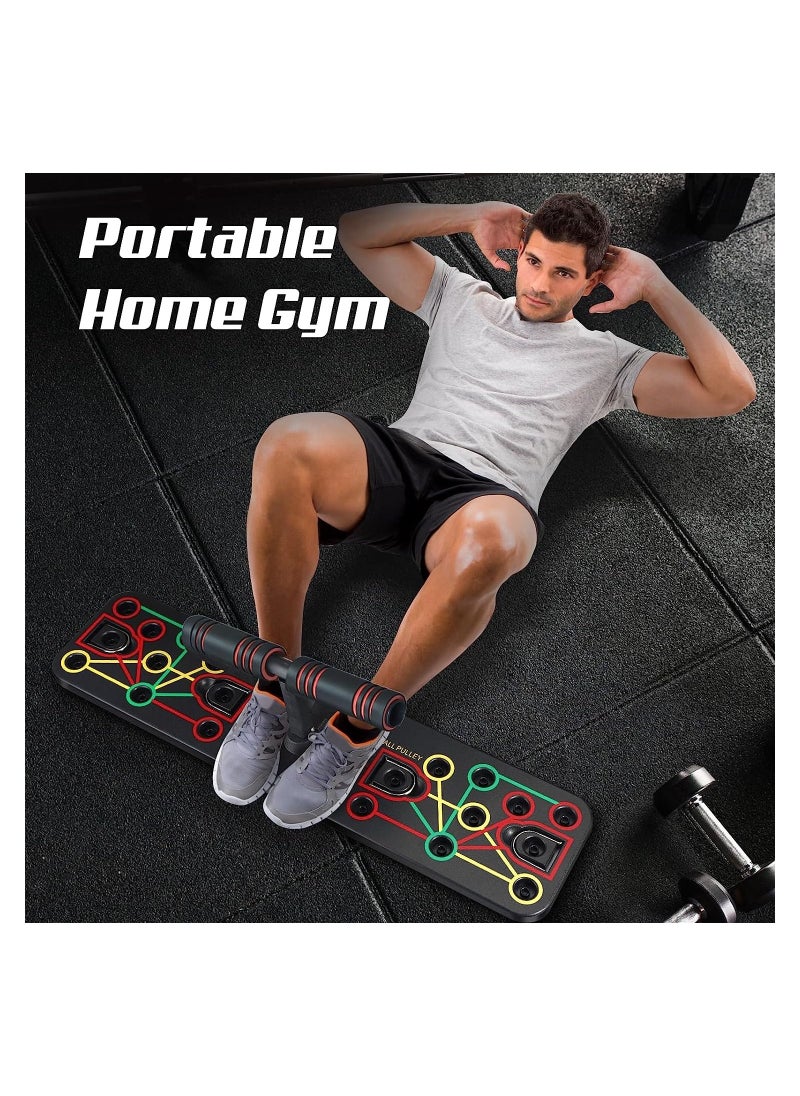 Rock Pow - Push Up Board with Sit up Stand. Multi-Functional Push Up Bar with Resistance Bands, Portable Home Gym, Strength Training Equipment, Push Up Handles for Perfect Push up, Home Fitness for Men and Women - Image 1