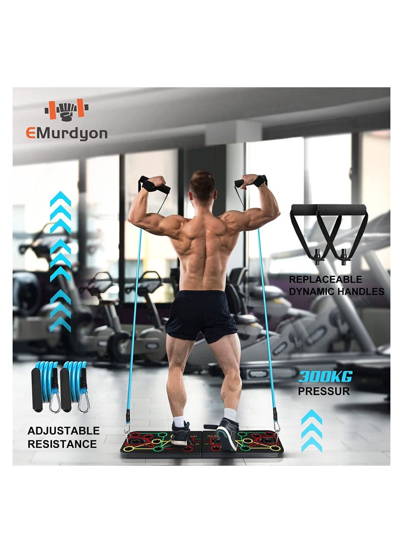 Rock Pow - Push Up Board with Sit up Stand. Multi-Functional Push Up Bar with Resistance Bands, Portable Home Gym, Strength Training Equipment, Push Up Handles for Perfect Push up, Home Fitness for Men and Women - Image 1