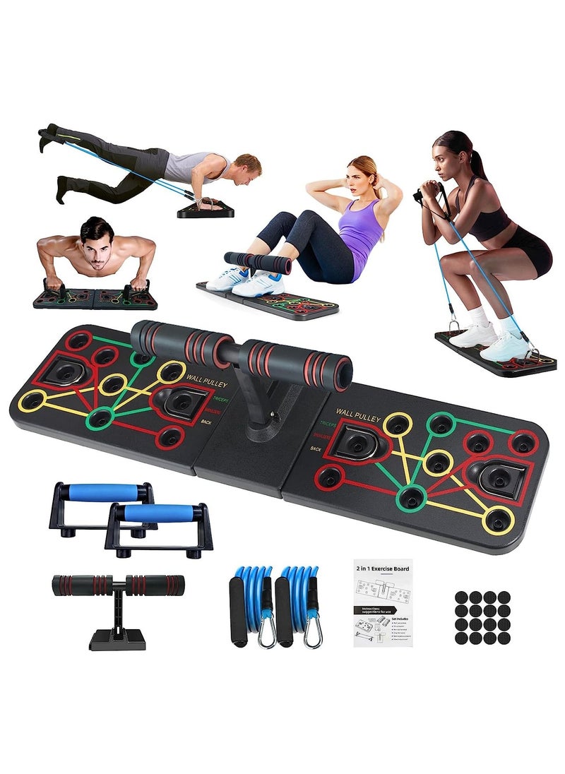 Rock Pow - Push Up Board with Sit up Stand. Multi-Functional Push Up Bar with Resistance Bands, Portable Home Gym, Strength Training Equipment, Push Up Handles for Perfect Push up, Home Fitness for Men and Women - Image 1