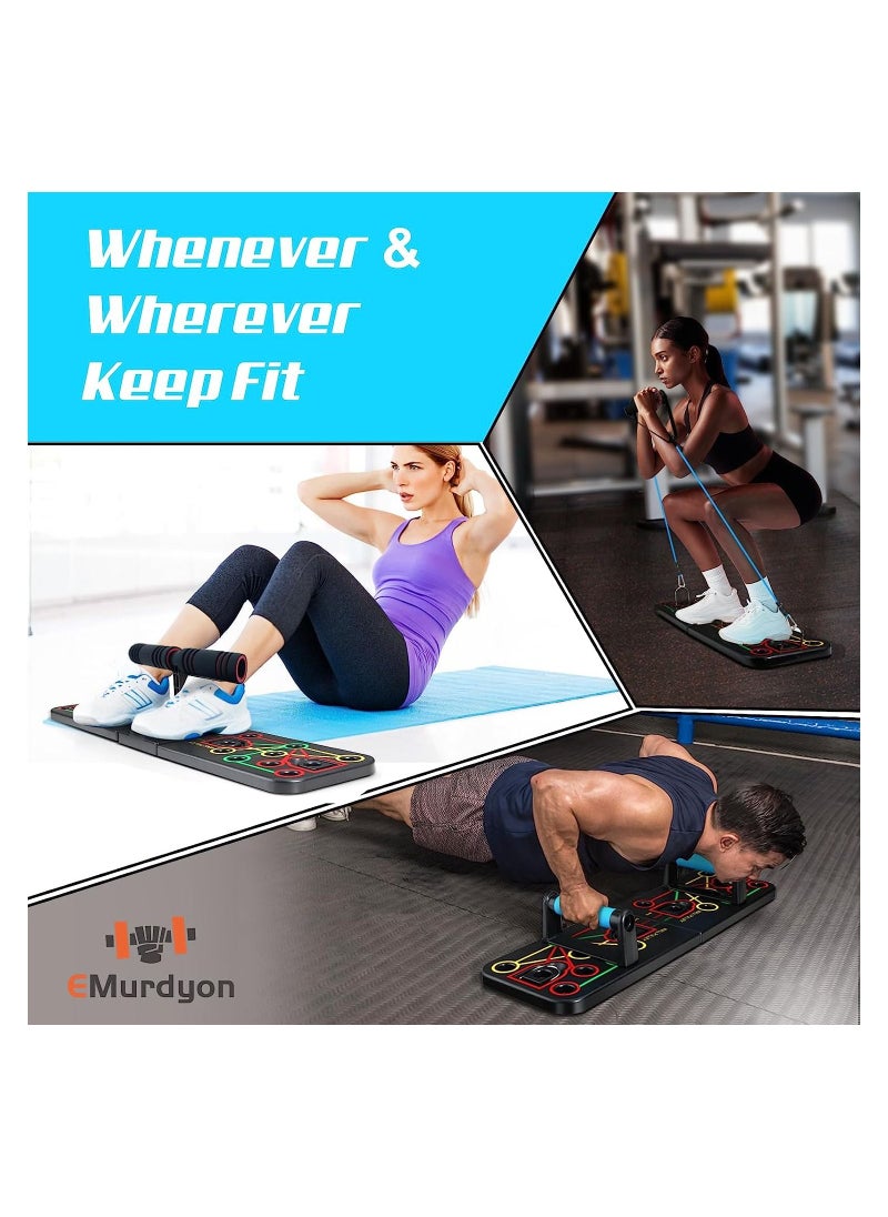 Rock Pow - Push Up Board with Sit up Stand. Multi-Functional Push Up Bar with Resistance Bands, Portable Home Gym, Strength Training Equipment, Push Up Handles for Perfect Push up, Home Fitness for Men and Women - Image 1