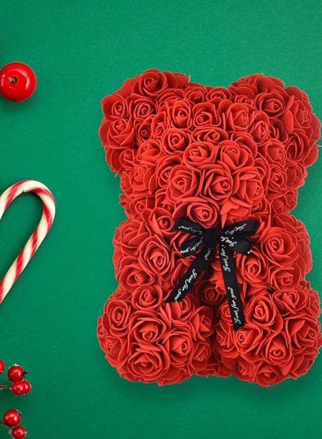 Rose Bear Gift Rose Teddy Bear On Every Rose Bear Flower Bear Perfect for Anniversaries Clear Gift Box Included RED - Image 3