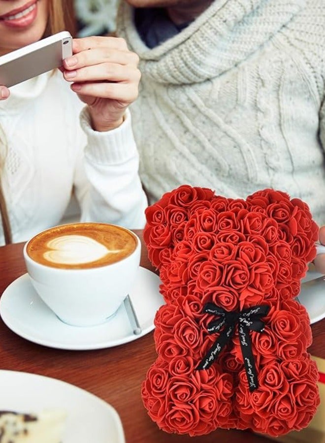 Rose Bear Gift Rose Teddy Bear On Every Rose Bear Flower Bear Perfect for Anniversaries Clear Gift Box Included RED - Image 5
