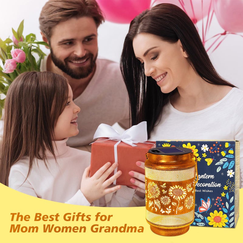 yulloyello Sunflower Solar Lanterns Outdoor Waterproof with Shepherd Hook, Sunflower Birthday Gifts for Women Mom Grandma, Metal Solar Hanging Lights Garden Decor for Outside Yard Patio Pathway - Image 5