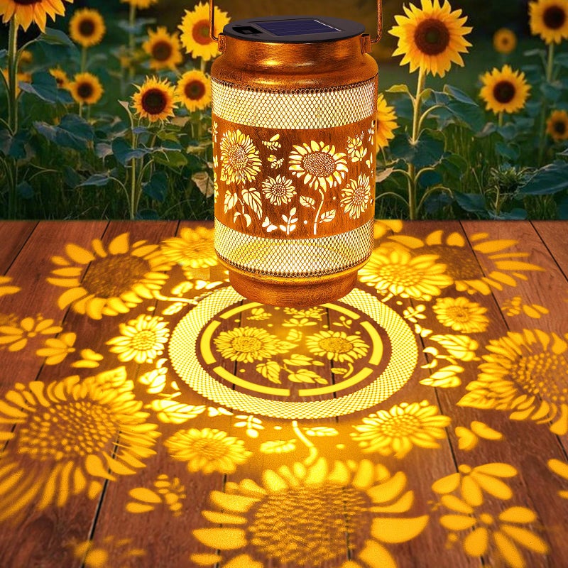 yulloyello Sunflower Solar Lanterns Outdoor Waterproof with Shepherd Hook, Sunflower Birthday Gifts for Women Mom Grandma, Metal Solar Hanging Lights Garden Decor for Outside Yard Patio Pathway - Image 3