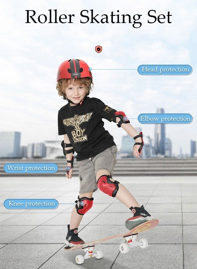 DUNISO 7-Piece Kids Safety Sports Gear Set Include A Pair of Knee Pads Elbow Guard Palm Protector and A Helmet for Outdoor Sports Skateboard Roller Skating - Image 2