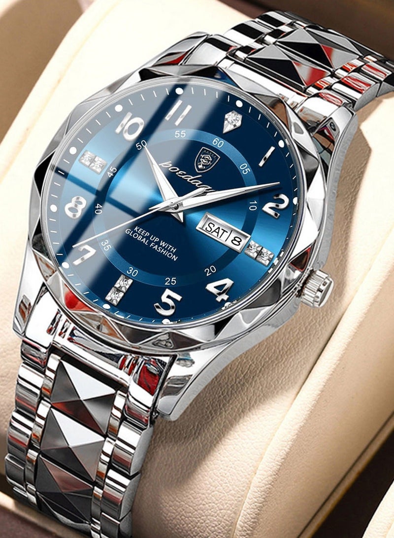 POEDAGAR Man Watch,Watches for Men ,Luxury Men Quartz Watch Waterproof Date Week Luminous Wristwatch Stainless Steel Men's Watches 41mm - Image 1