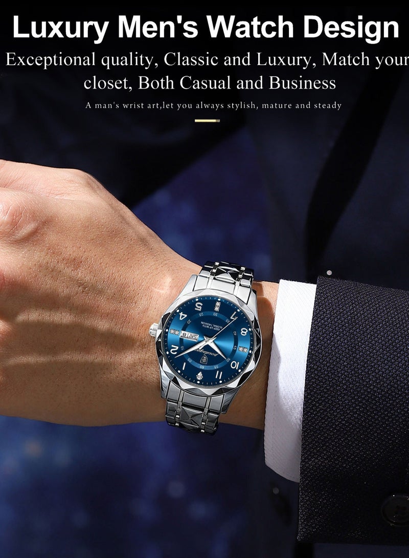 POEDAGAR Man Watch,Watches for Men ,Luxury Men Quartz Watch Waterproof Date Week Luminous Wristwatch Stainless Steel Men's Watches 41mm - Image 4