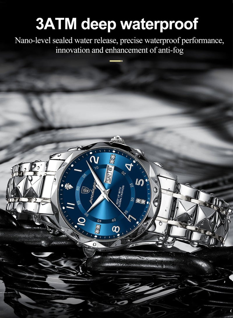 POEDAGAR Man Watch,Watches for Men ,Luxury Men Quartz Watch Waterproof Date Week Luminous Wristwatch Stainless Steel Men's Watches 41mm - Image 5
