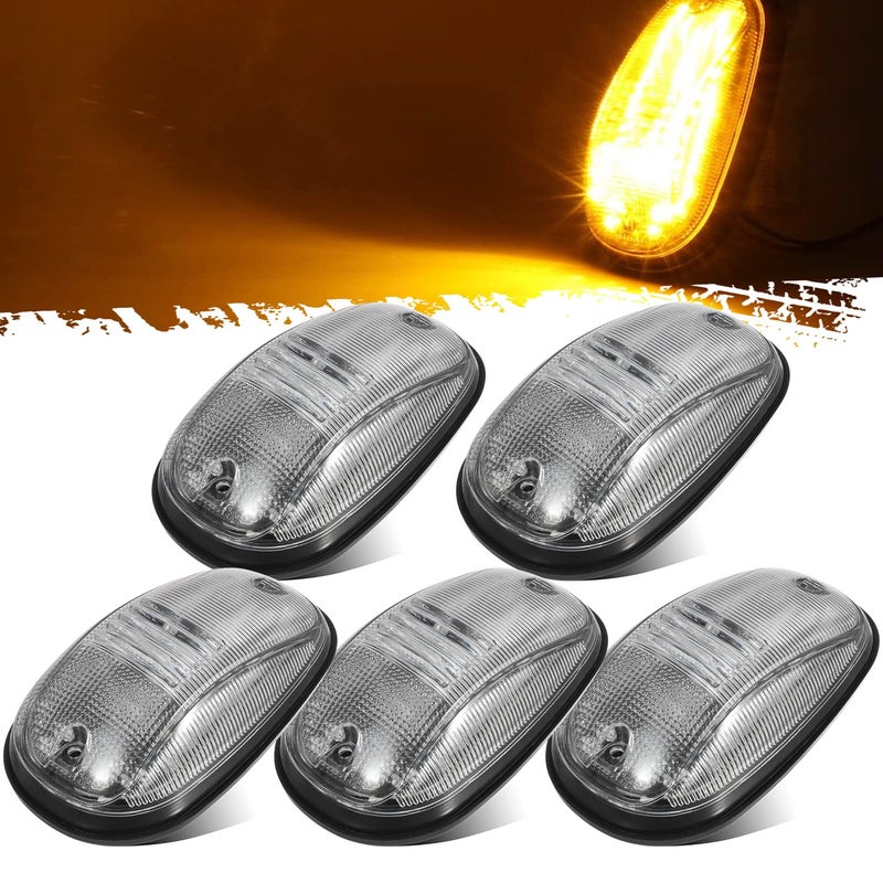 Partsam 5PCS Cab Marker ClearAmber 45LED Top Roof Light Compatible with Dodge Ram 1500 2500 3500 4500 5500 Pickup 2003 2004 2005 2006 2007 2008 2009 2010 2011 2012 2013 2014 2015 2016 2017 2018