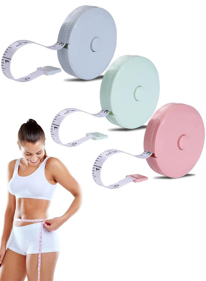 3  Pack Tape Measure, Tape Measure for Body Measurements, Fabric Sewing Tailor Cloth Knitting, Craft Weight Loss Retractable 60 Inch 1.5 Meter, Premium Sewing Tape Dual Scale - Image 1