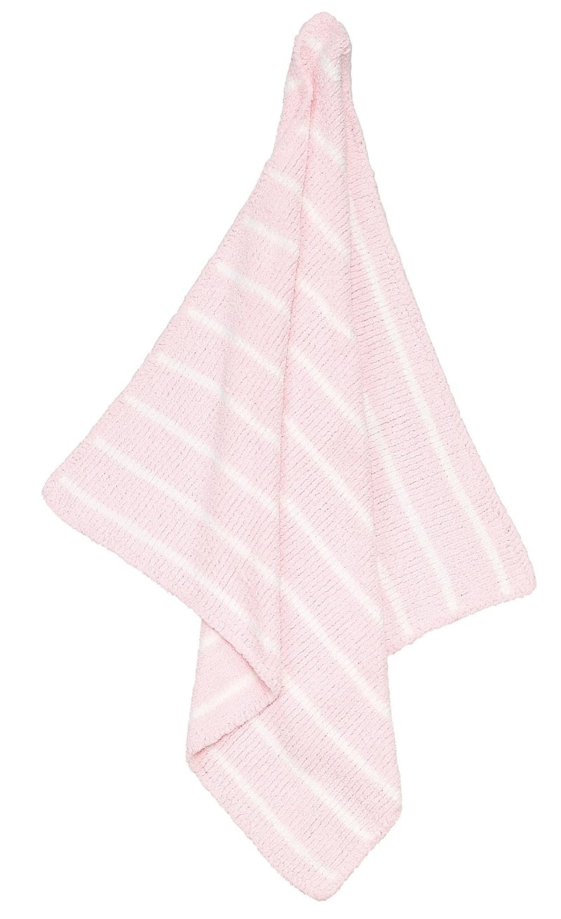 Angel Dear Chenille Blanket Pretty PinkIvory Stripe