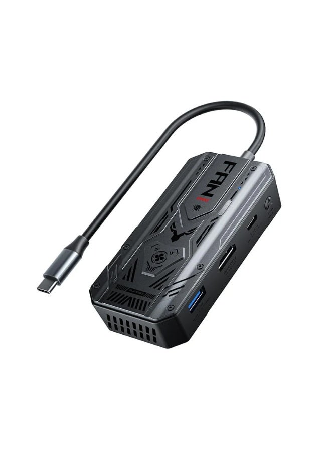 Plextone GS6 Type-C 6-in-1 Hub with 28-Blade Turbo Fan, 4K@60Hz HDMI 2.0 Port, 100W PD Fast Charging, High-Speed ​​Data Transfer via 3 USB 3.0 Ports at Up to 5Gbps, Seamlessly Supports 3.5mm/Type-C/USB Headphones - Image 1